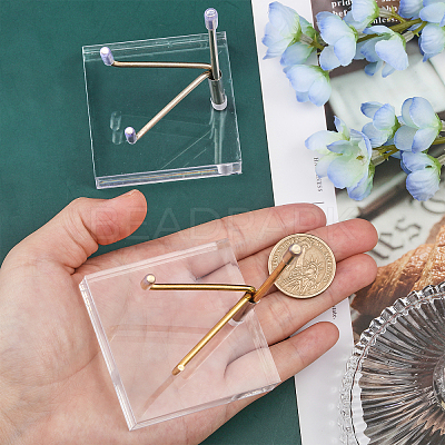 2Pcs 2 Colors Square Transparent Acrylic Mineral Crystal Stands ODIS-GL0001-06-1