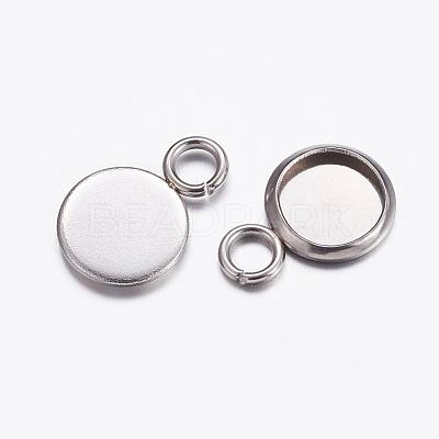 Tarnish Resistant 304 Stainless Steel Pendant Cabochon Settings STAS-K146-054-6mm-1