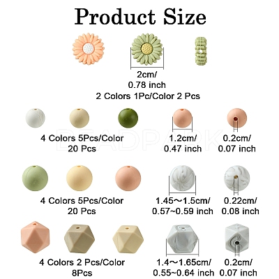 48Pcs 14 Styles Food Grade Eco-Friendly Silicone Focal Beads DIY-YW0008-83A-1