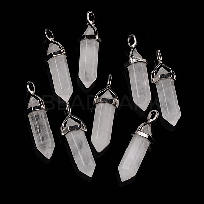 Natural Quartz Crystal Double Terminated Pointed Pendants G-F295-04G-1