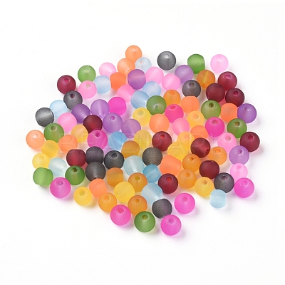 Baking Paint Frosted Glass Beads X-GGB4MMY-DKM-1
