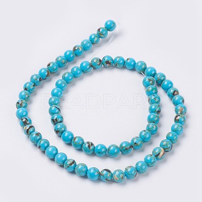 Sea Shell and Synthetic Turquoise Assembled Beads Strands G-G758-04-8mm-1
