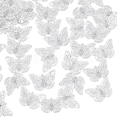 80Pcs Iron Hollow Butterfly Pendants IFIN-NB0001-68-1