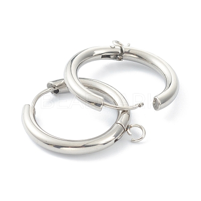 Tarnish Resistant 201 Stainless Steel Huggie Hoop Earring Findings STAS-P283-01J-P-1