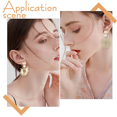30Pcs Drawbench Flat Round Brass Stud Earring Findings KK-CN0002-37-1