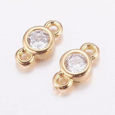 Brass Micro Pave Cubic Zirconia Links KK-F714-09G-1