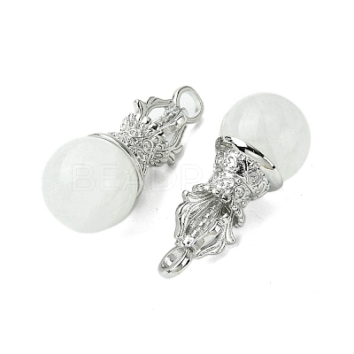Natural Quartz Crystal Round Pendants G-C114-04P-18-1
