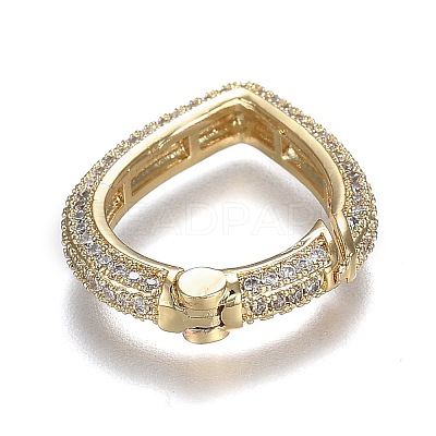 Brass Micro Pave Clear Cubic Zirconia Spring Gate Rings ZIRC-F120-009G-1
