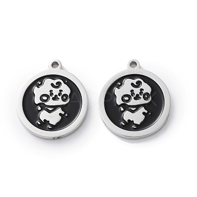 304 Stainless Steel Black Enamel Charms STAS-M102-17P-04-1