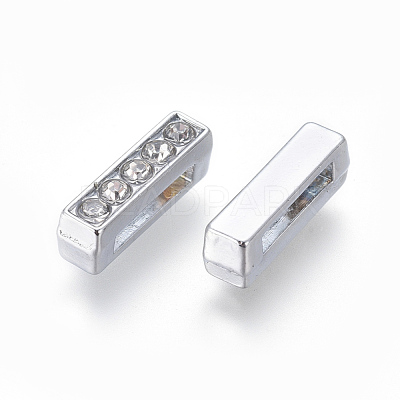Alloy Initial Slide Charms with Grade A Rhinestones ALRI-R032-I-FF-1