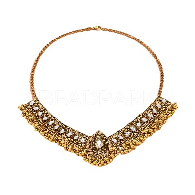 Teardrop Alloy Rhinestone Pendant Necklaces & Dangle Earrings Sets for Women WGDDD7F-05-1