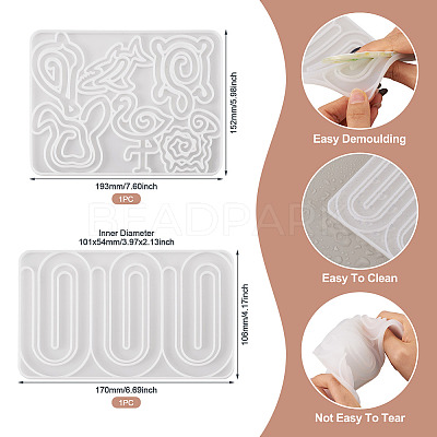 2Pcs 2 Styles Silicone Bookmark Molds DIY-TA0015-10-1