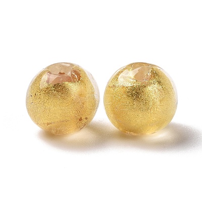 Handmade Gold Foil Lampwork Glass Beads FOIL-E003-02F-1
