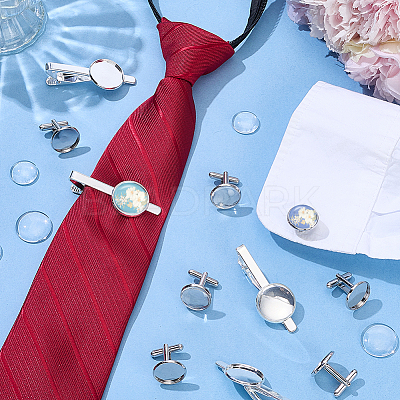 DIY Brass Cufflinks & Tie Clip Making Kits DIY-PH0035-72A-1