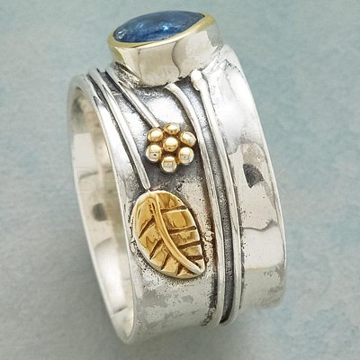 Teardrop & Flower & Leaf Pattern Alloy with Glass Finger Rings FS-WG58DE6-03-1
