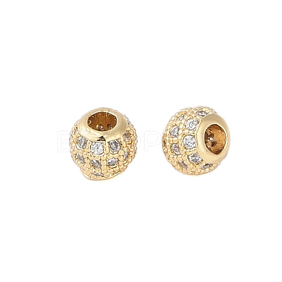 Rack Plating Brass Micro Pave Clear Cubic Zirconia Beads KK-Z060-21G-1