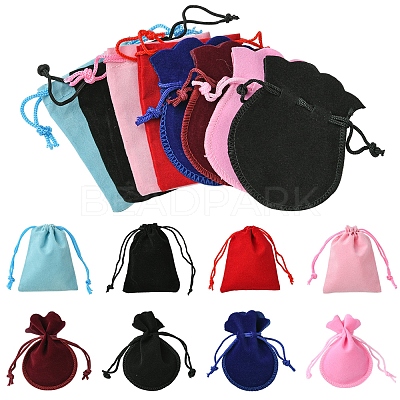 48Pcs 8 Colors Velvet Cloth Drawstring Bags TP-FS0001-01-1