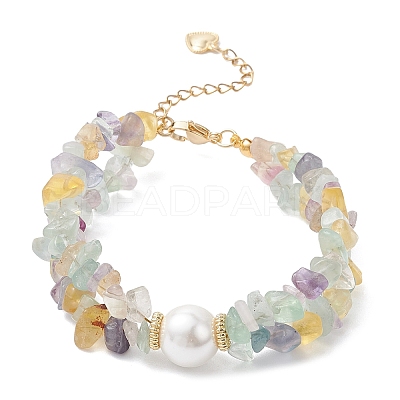 Natural Fluorite Chip Beaded Bracelets for Women BJEW-JB12306-02-1