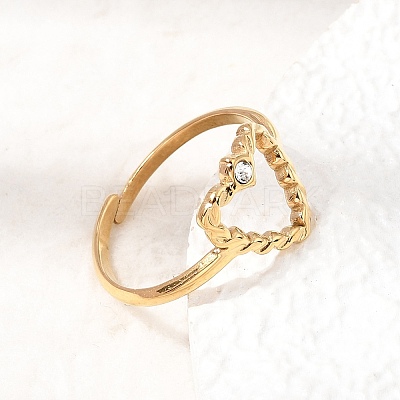 304 Stainless Steel Rhinestone Cuff Open Rings RB-CBAE630-01G-A-1