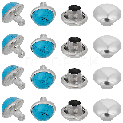 100Pcs Brass with Synthetic Turquoise Rivets KK-CL0001-01A-1