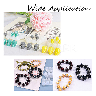 Skull Head Beads Bracelet Silicone Molds DIY-FH0002-14-1