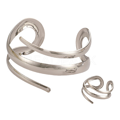 Alloy Spiral Cuff Bangles & Rings Sets FS-WG33B53-01-1