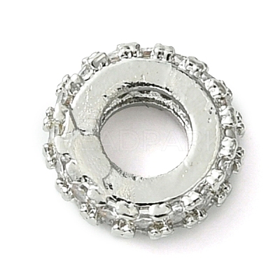 Rack Plating Brass Clear Cubic Zirconia European Beads KK-G501-06A-P-1