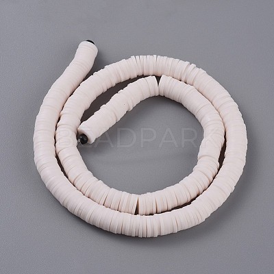 Flat Round Handmade Polymer Clay Beads CLAY-R067-8.0mm-16-1