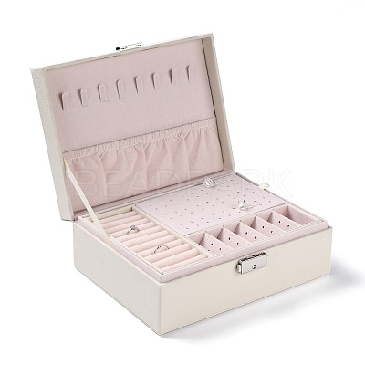 PU Imitation Leather Jewelry Organizer Box with Lock CON-P016-B04-1