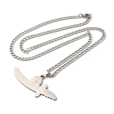 Non-Tarnish Sword Pendant Necklaces NJEW-C043-03P-1