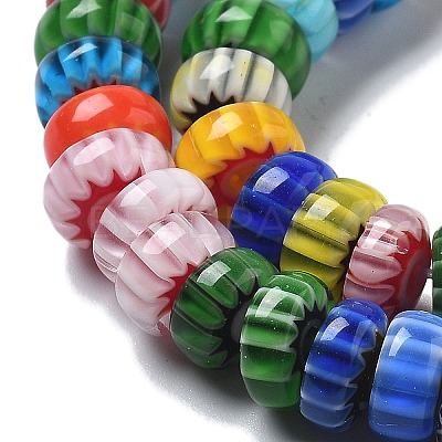 Handmade Millefiori Lampwork Beads Strands LAMP-F035-05-1