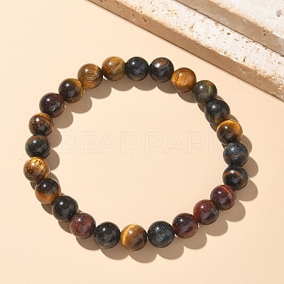 Natural Tiger Eye Bead Stretch Bracelets BJEW-K212-B-005-1