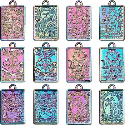 12Pcs 6 Style Rack Plating Rainbow Color Alloy Pendants FIND-CA0004-52-1