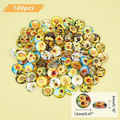 100pcs Glass Cabochons GGLA-PH0001-18-1