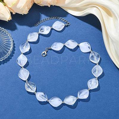 Rhombus Acrylic Beaded Necklaces for Women NJEW-JN06026-1