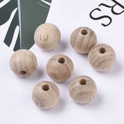 Natural Beech Wood Beads LS-WOOD-T020-01D-1