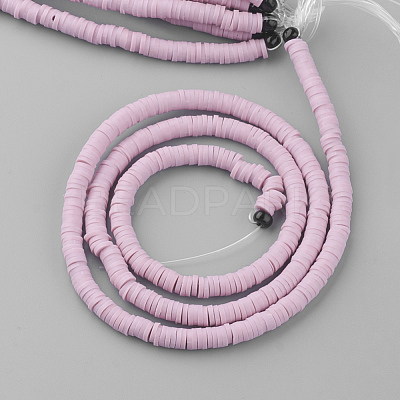 Flat Round Handmade Polymer Clay Bead Spacers CLAY-R067-4.0mm-26-1
