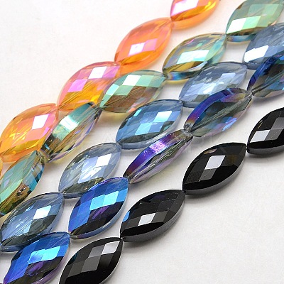 Faceted Electroplate Crystal Glass Horse Eye Beads Strands EGLA-F071-M-1