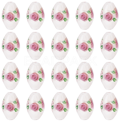 20Pcs Handmade Foil Glass Lampwork Beads LAMP-PA0001-63A-1