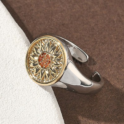 Brass Micro Pave Clear Cubic Zirconia Cuff Rings RJEW-G364-01GP-02-1