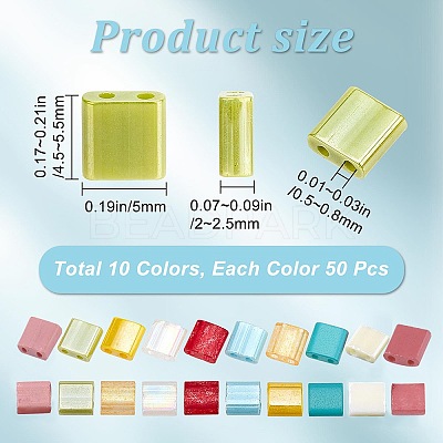 500Pcs 10 Colors 2-Hole Glass Seed Beads SEED-CN0001-03-1