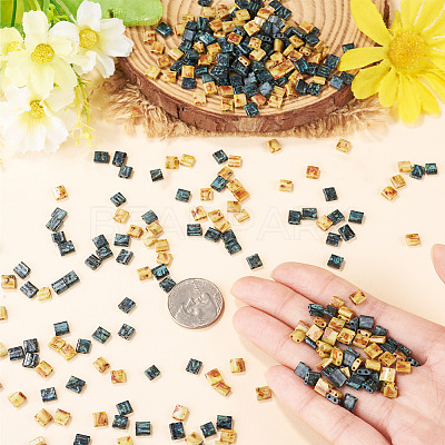 50G 2 Colors 2-Hole Baking Paint Glass Seed Beads SEED-TA0001-70-1