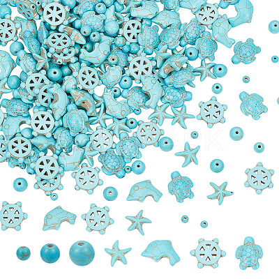 210Pcs 7 Styles Synthetic Turquoise Beads G-NB0005-44-1