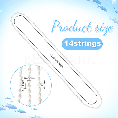 Natural Shell Beaded Long Necklaces for Women LS-AJEW-WH0460-131A-1