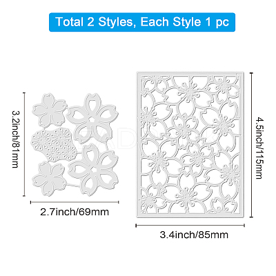 2Pcs 2 Styles Carbon Steel Cutting Dies Stencils DIY-WH0309-631-1