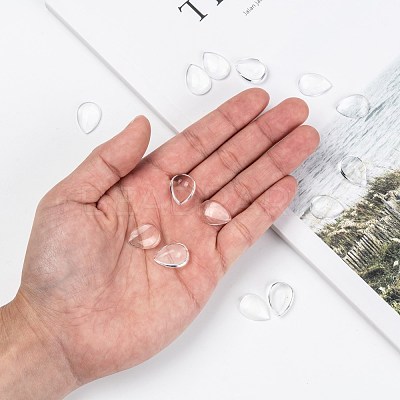 Transparent Teardrop Glass Cabochons GGLA-R024-18x13-1