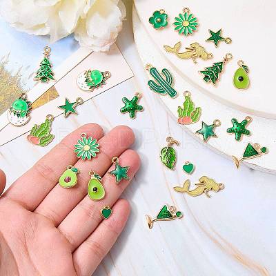 30Pcs 15 Styles Alloy Enamel Pendants ENAM-SZ0003-73-1