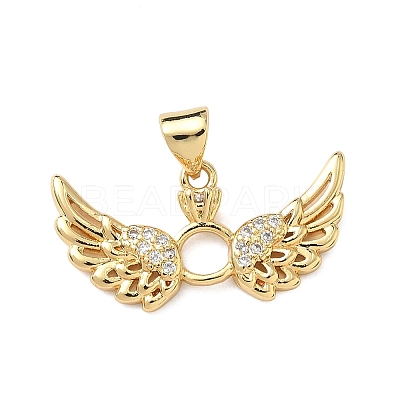 Brass Micro Pave Clear Cubic Zirconia Pendants KK-F930-23B-G-1