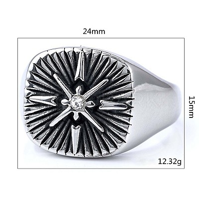 316 Stainless Steel with Cubic Zirconia Finger Rings for Men FS-WGEFB28-04-1