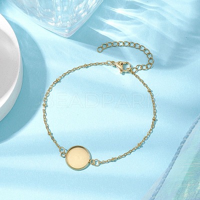 304 Stainless Steel Round Cabochon Setting Bracelets BJEW-JB11091-01-1